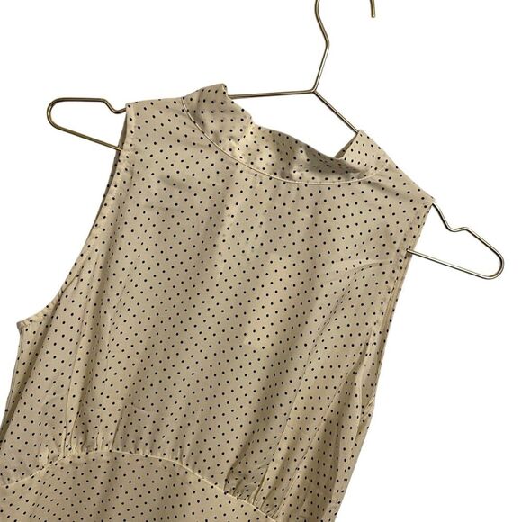 RIHOAS Sleeveless Tie Back Polka Dot Midi Dress White Black Small NWT - Picture 2 of 7